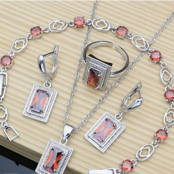 Sterling Silver Wedding Jewelry Set forWomen,Bridal,925STAMPED,any Occasion Gift - Picture 2 of 6